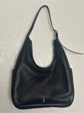 Thacker Black Leather Hobo Shoulder Bag
